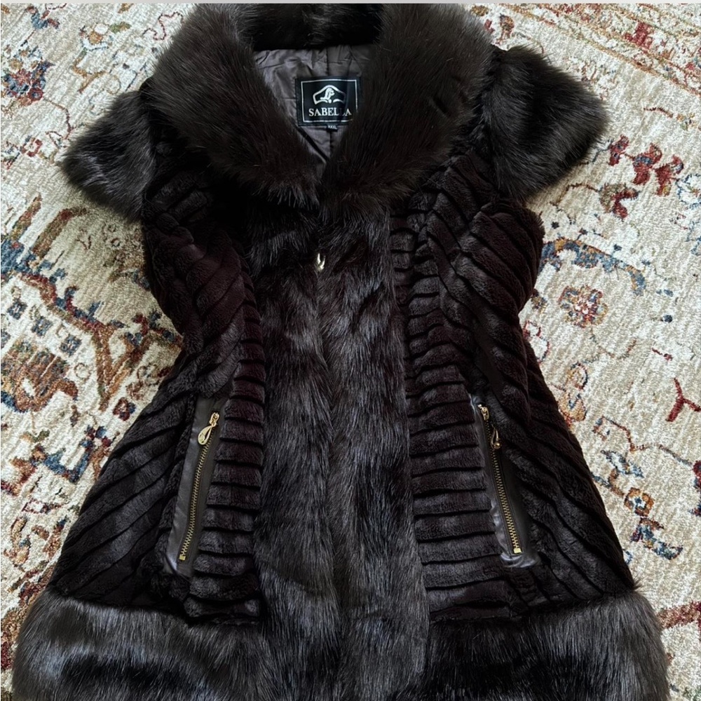 Rich brown faux fur vest coat
